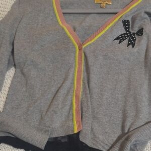 Princess Vera Wang Gray Cardigan with Pink and Yellow Accents